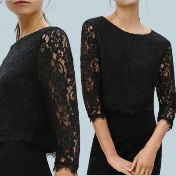 ARITZIA Babaton Stuart Lace Cropped Blouse in Rose Nude, Size XXS - Picture 11 of 12